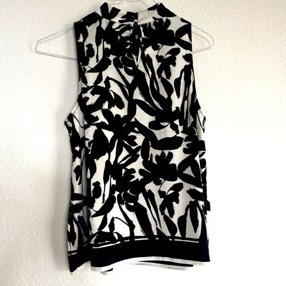 NEW Joie Womens Size M Black White Flora Print Blouse Top Medium Sleeveless  NWT - Picture 1 of 10